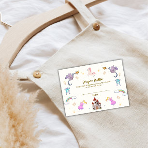 Princess Dragon Unicorn Diaper Raffle Baby Shower Enclosure Card