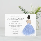 Princess Dress Blue Wonderland Quinceanera Party Invitation (Standing Front)
