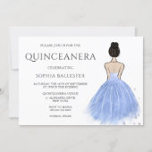 Princess Dress Blue Wonderland Quinceanera Party Invitation (Front)