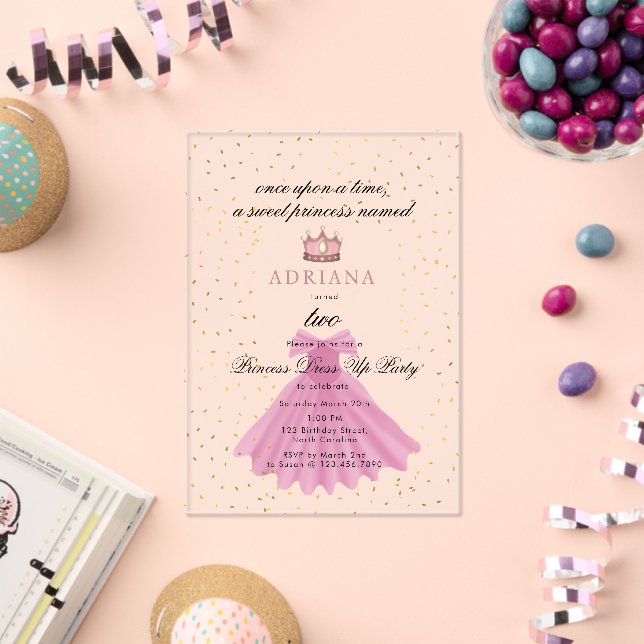 Princess Dress Fairytale Once Upon A Time Birthday Acrylic Invitations