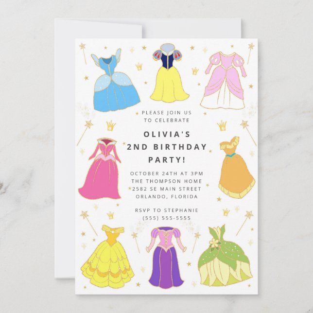 Princess Dress Girl Birthday Collage Invitation (Front)