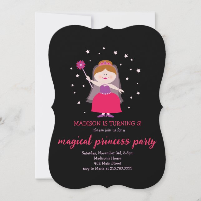 PRINCESS DRESS UP Brunette HOUSE Birthday Party Invitation (Front)