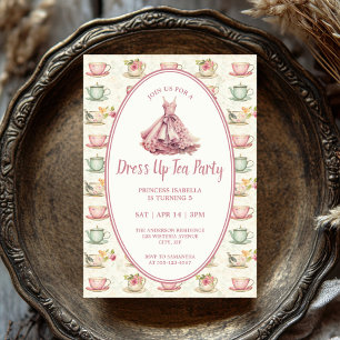 Princess Dress Up Tea Party Pink Floral Invitation