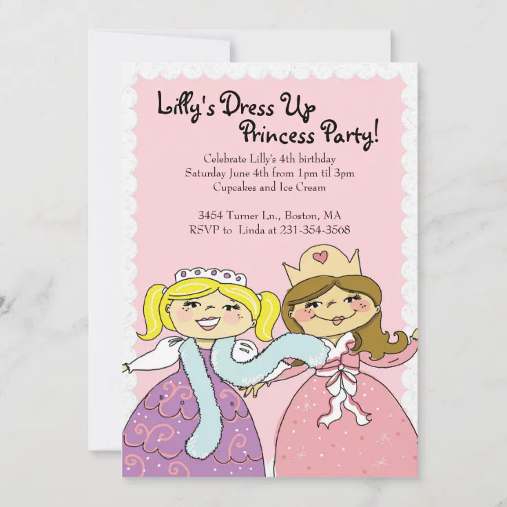 Princess, Dress Up Themed Birthday Party Invites | Zazzle