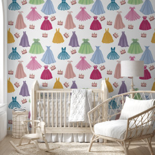 Princess Dresses Fairytale Girl Nursery Bedroom Wallpaper