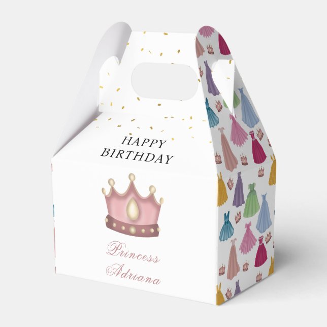 Princess Dresses Fairytale Little Girl Birthday Favor Boxes (Front Side)
