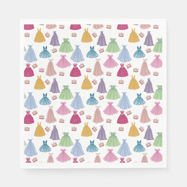 Princess Dresses Fairytale Little Girl Pattern Napkins (Front)