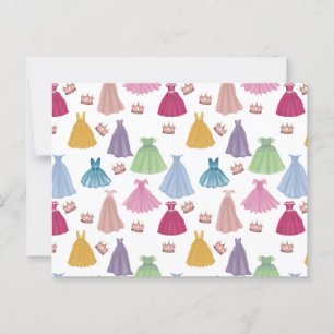 Princess Dresses Fairytale Little Girl Pattern Postcard
