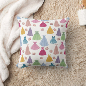 Princess Dresses Fairytale Little Girl Pattern Throw Pillow