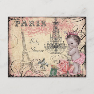 Princess Eiffel Tower & Chandelier Baby Shower Invitation