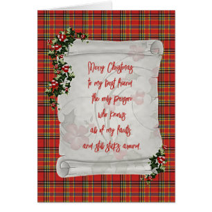 Princess Elizabeth Tartan Best Friend Christmas Cards