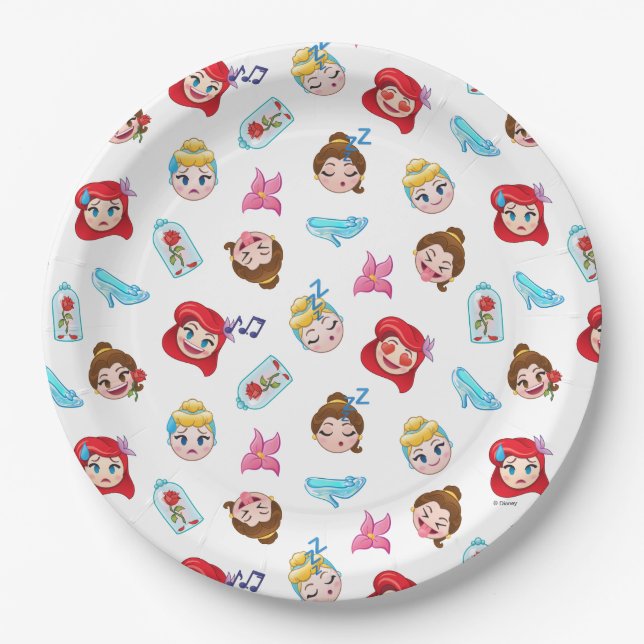 Princess Emoji Pattern Paper Plates (Front)