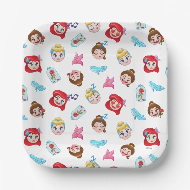 Princess Emoji Pattern Paper Plates (Front)
