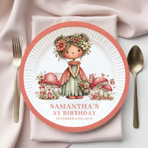 Princess Fairy 4th Birthday Pink Floral Paper   Plates