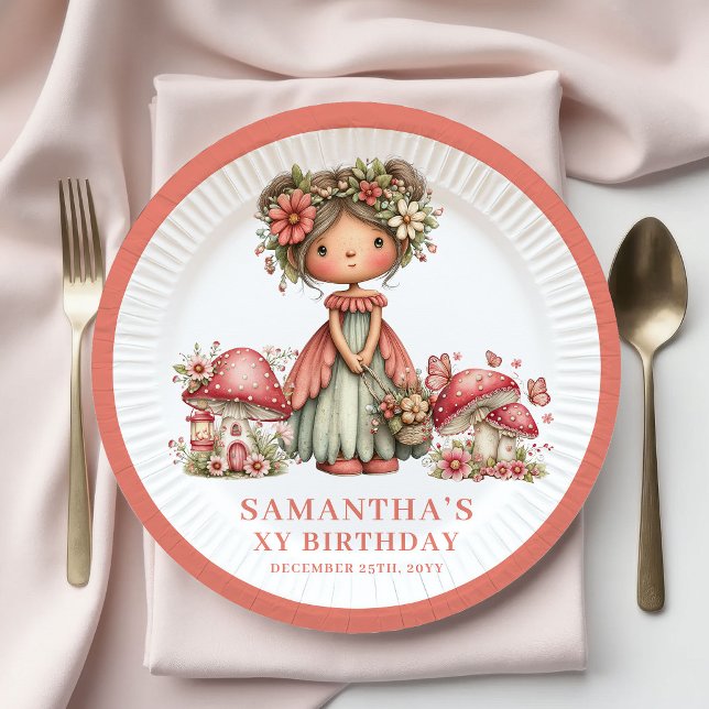 Princess Fairy 4th Birthday Pink Floral Paper   Plates (Princess Fairy 4th Birthday Pink Floral Paper Plates)