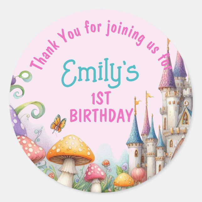 Princess Fairy Daughter Birthday Fairycore Favors Classic Round Sticker (Front)
