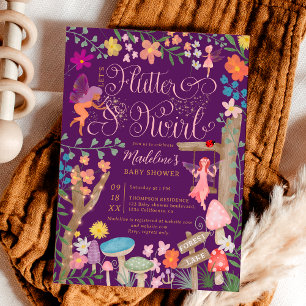 Princess fairy mushrooms flowers chic baby shower invitation