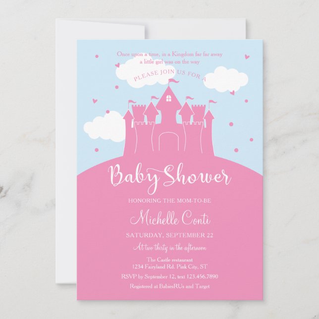 Princess Fairy Tale Castle Baby Shower Invitation (Front)