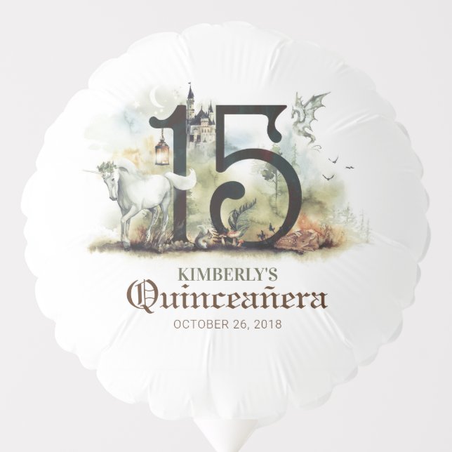 Princess Fairy Tale Quinceanera Birthday Balloon (Front)