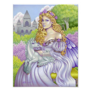Princess fairy unicorn castle fantasy art photo print