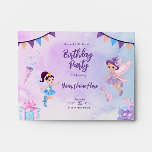 Princess Fairytale Birthday Card envelope