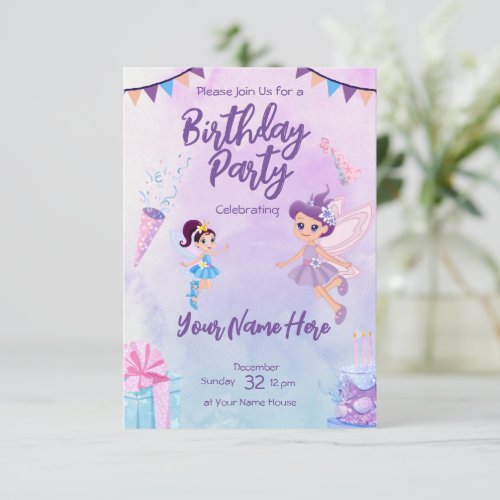 Princess Fairytale Birthday Card Invitations