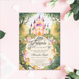Princess Fairytale Castle Fairies Baby Girl Shower Invitation