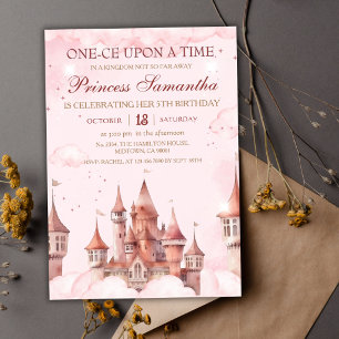 Princess Fifth Birthday magical fairy tale castle Invitation