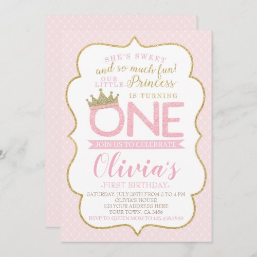 Princess First Birthday Invitation