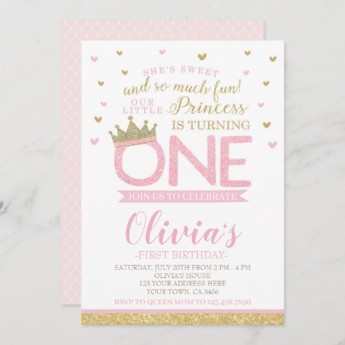 Princess First Birthday Invitation