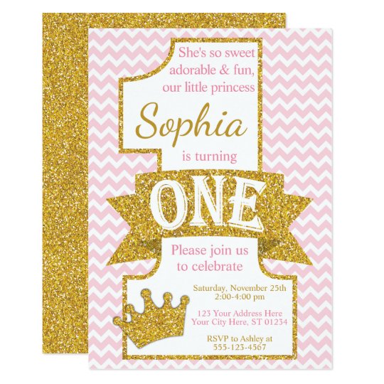 princess first birthday invitation pink and gold princess first birthday invitations