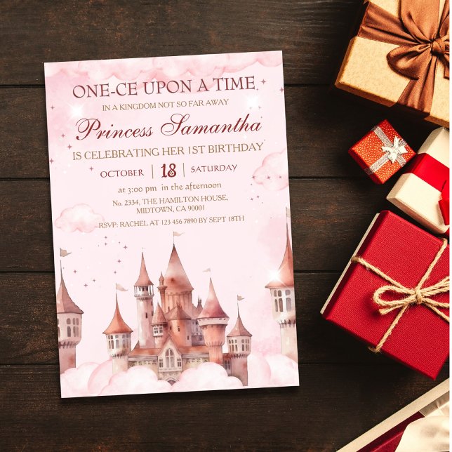 Princess First Birthday magical fairy tale castle Invitation (Creator Uploaded)
