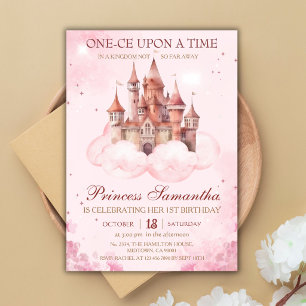 Princess First Birthday magical fairy tale castle  Invitation