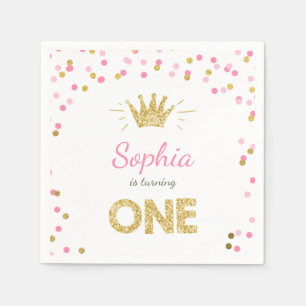 Princess First birthday Paper Napkin Gold Pink