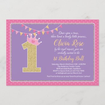Princess First Birthday Party  Fairy Tale Birthday Invitation by ApplePaperie at Zazzle
