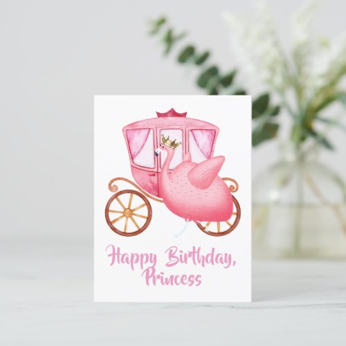Princess Flamingo Fairytale Custom Birthday Postcard