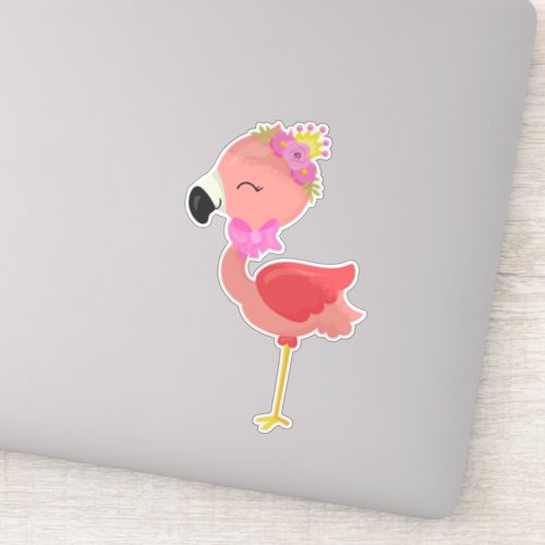 Princess Flamingo Flowers Cute Flamingo Crown Sticker