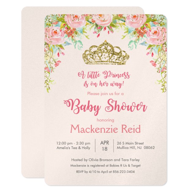 Princess Floral Baby Shower Invitation