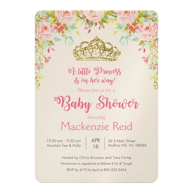 Princess Floral Baby Shower Invitation
