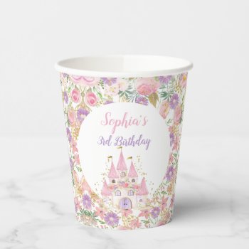 Princess Floral Castle Paper Cups by PrinterFairy at Zazzle