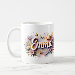 Princess Floral Custom Mug – Personalized Name