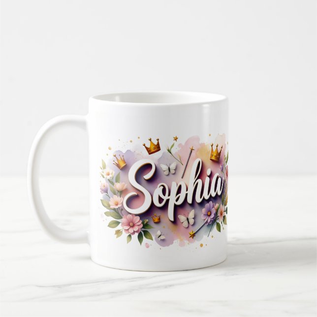 Princess Floral Custom Mug – Sophia (Left)