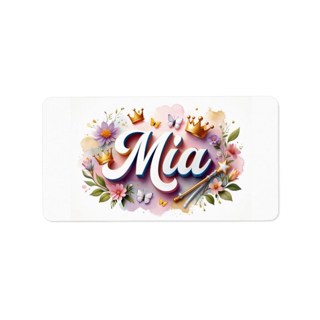 Princess Floral Name Labels – Personalized Sticker (Front)