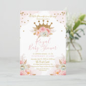 Princess Floral Pink & Gold Baby Shower Invitation (Standing Front)