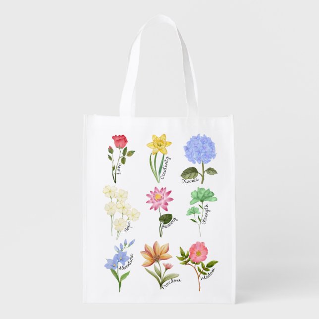 Princess Flowers Grocery Bag (Front)