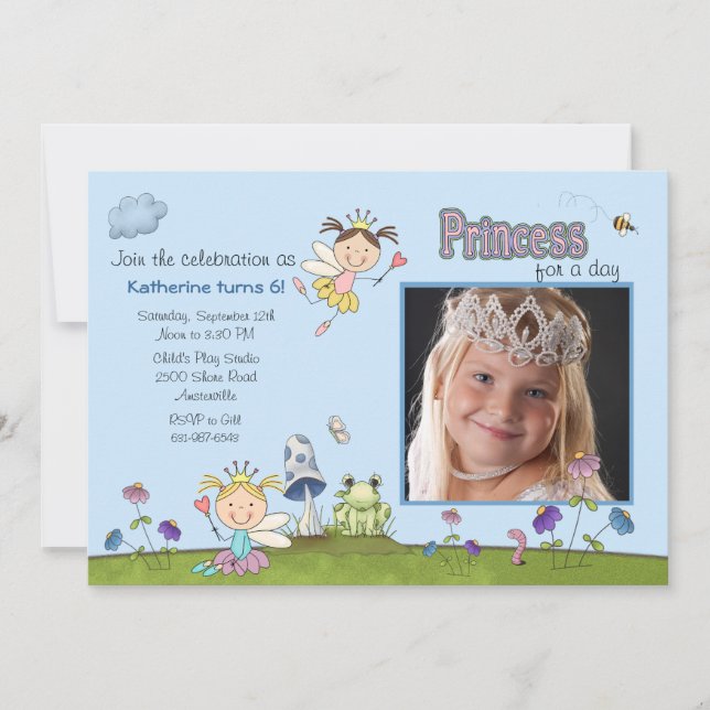 Princess for the Day Photo Birthday Party Invite (Front)