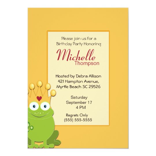 Princess Frog Birthday Invitations Princess Frog Birthday Invitations