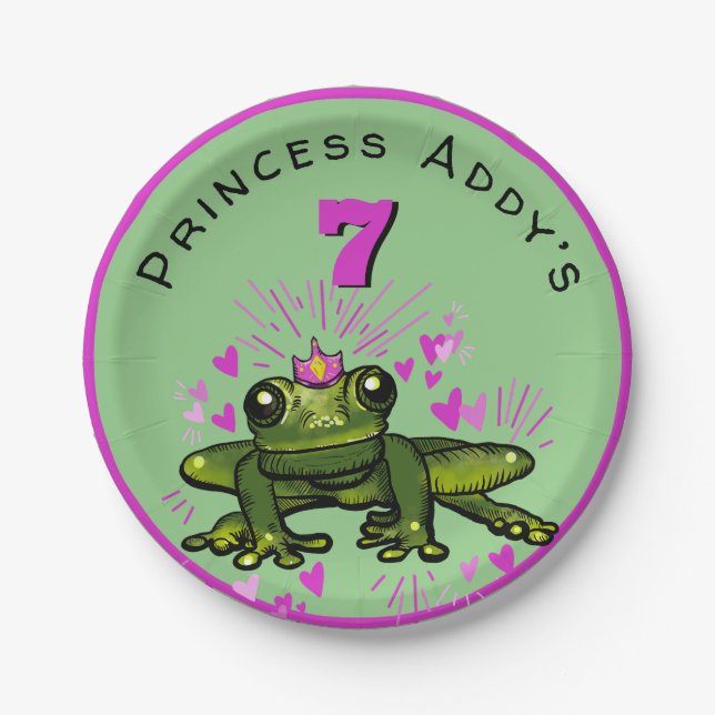 Princess Frog Birthday  Paper Plates (Front)