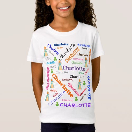 Princess Frog Fairy Tale Word Cloud Name Collage T_Shirt
