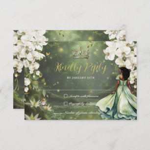 Princess & Frog Green Dress Sweet 16 Quinceanera RSVP Card